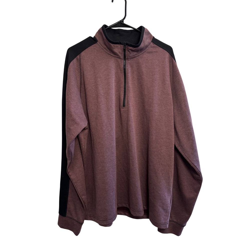 Hawke & Co Sport Men's XXL Burgundy Black Pro-Flex Quarter Zip Pullover